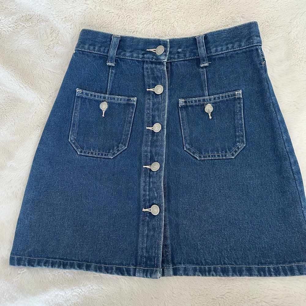 Denim Button-Front Skirt